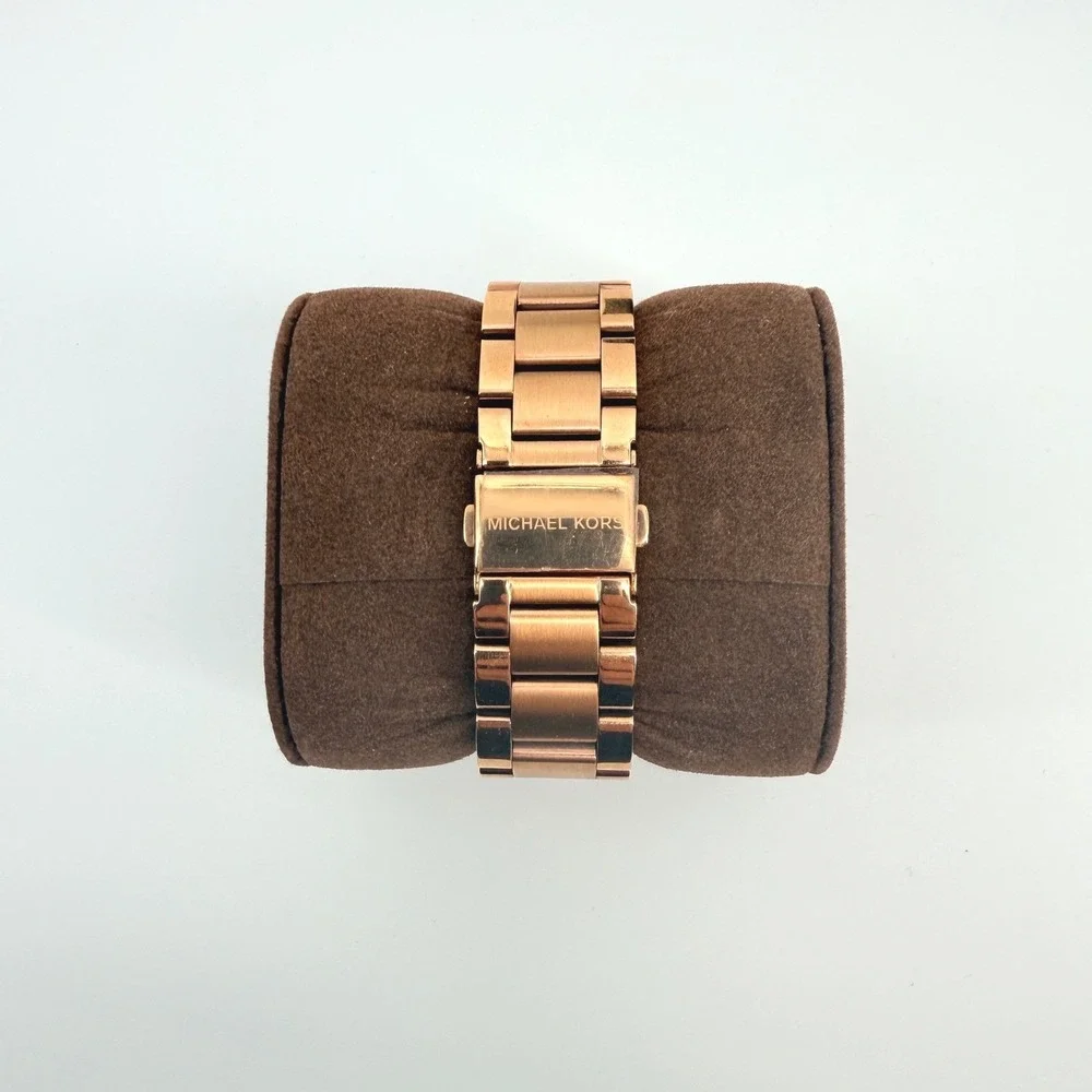 Michael Kors Ritz Chronograph Watch Womens Rose Gold Crystal Bezel *Not Running